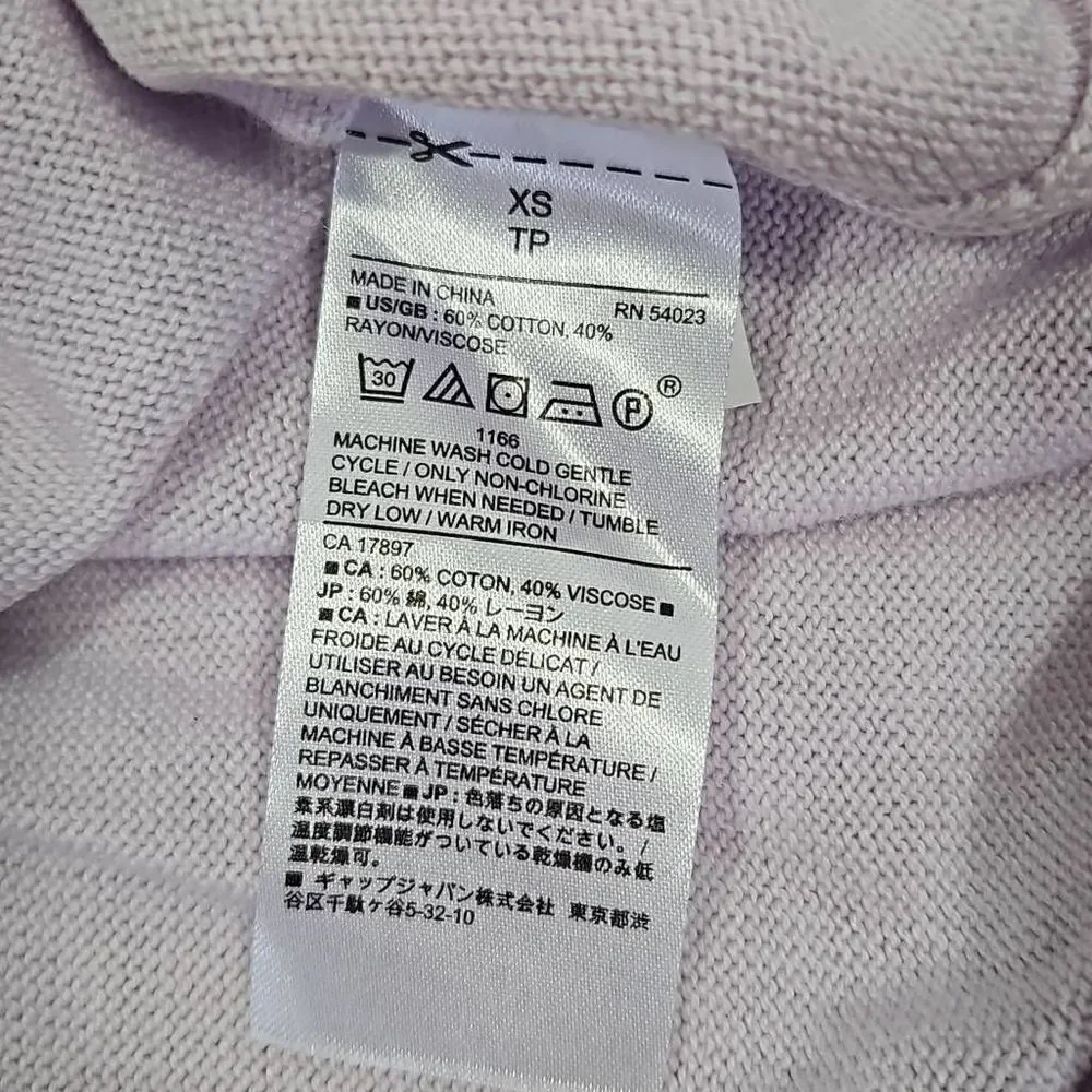 Banana Republic Pastel Lilac Pale Purple Crewneck Sweater Eyelet Size XS